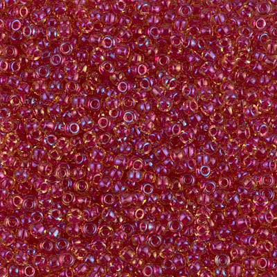 Miyuki 11 Round Seed Bead, 11-363, Light Cranberry Lined Topaz Luster, 13 grams