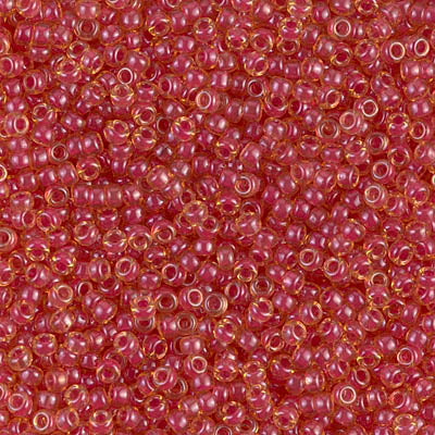 Miyuki 11 Round Seed Bead, 11-373, Dark Rose Lined Light Topaz Luster, 13 grams