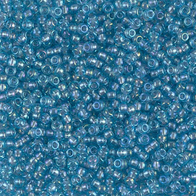 Miyuki 11 Round Seed Bead, 11-376, Sparkling Gray Lined Aqua Luster, 13 grams