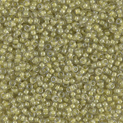 Miyuki 11 Round Seed Bead, 11-378, Light Olive Lined Crystal Luster, 13 grams
