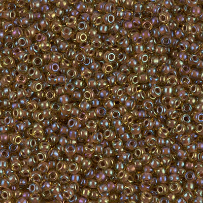 Miyuki 11 Round Seed Bead, 11-379, Mauve Lined Light Topaz Luster, 13 grams