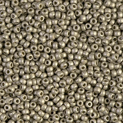 Miyuki 11 Round Seed Bead, 11-4221F, Duracoat Galvanized Matte Light Pewter, 13 grams