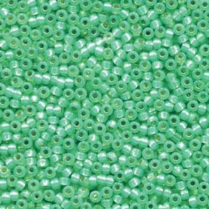 Miyuki 11 Round Seed Bead, 11-4240, Duracoat Semi Frosted Silver Lined Dyed Spearmint, 13 grams