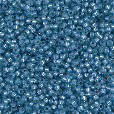 Miyuki 11 Round Seed Bead, 11-4242, Duracoat Silver Lined Dyed Aqua, 13 grams