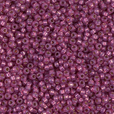 Miyuki 11 Round Seed Bead, 11-4247, Duracoat Silver Lined Dyed Peony Pink, 13 grams