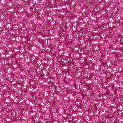 Miyuki 11 Round Seed Bead, 11-4267, Duracoat Silver Lined Dyed Pink Parfait, 13 grams