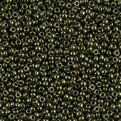 Miyuki 11 Round Seed Bead, 11-459, Metallic Olive Iris, 13 grams