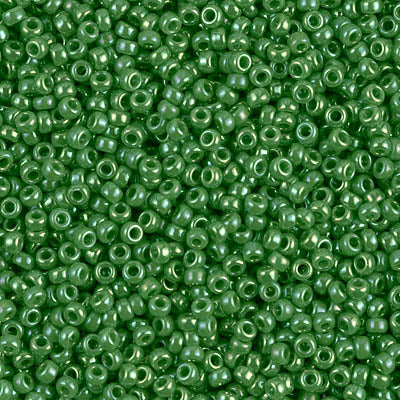 Miyuki 11 Round Seed Bead, 11-480, Opaque Green AB, 13 grams