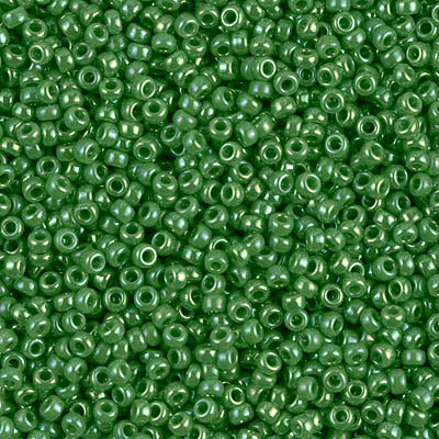 Miyuki 11 Round Seed Bead, 11-480, Opaque Green AB, 13 grams