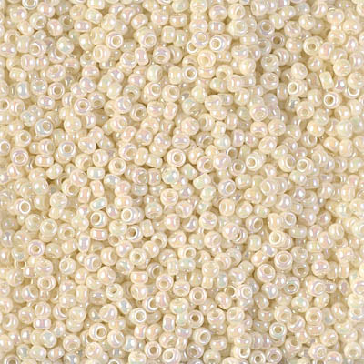Miyuki 11 Round Seed Bead, 11-486, Ivory Pearl Ceylon AB, 13 grams