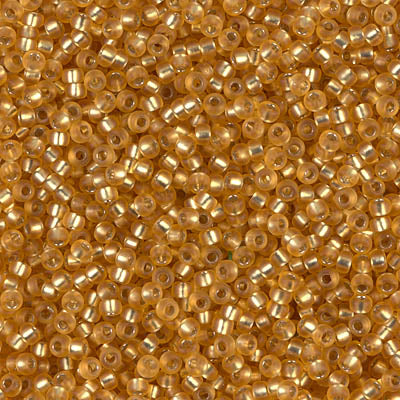 Miyuki 11 Round Seed Bead, 11-4F, Matte Silver Lined Dark Gold, 13 grams
