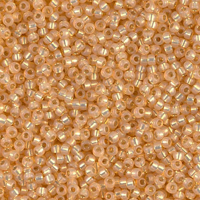 Miyuki 11 Round Seed Bead, 11-552, Dyed Light Apricot Silver Lined Alabaster, 13 grams