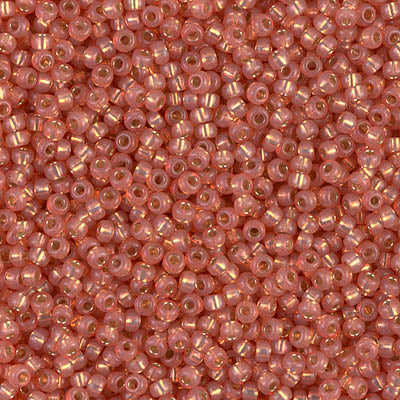 Miyuki 11 Round Seed Bead, 11-553, Dyed Dark Peach Silverlined Alabaster, 13 grams