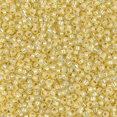 Miyuki 11 Round Seed Bead, 11-554, Dyed Light Daffodil Silverlined Alabaster, 13 grams