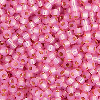 Miyuki 11 Round Seed Bead, 11-555, Dyed Silver Lined Light Rose Opal Alabaster, 13 grams