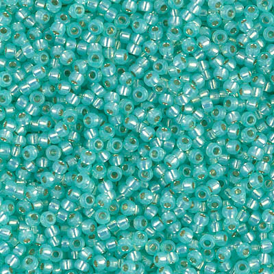 Miyuki 11 Round Seed Bead, 11-571, Dyed Sea Green Silver Lined Alabaster, 13 grams
