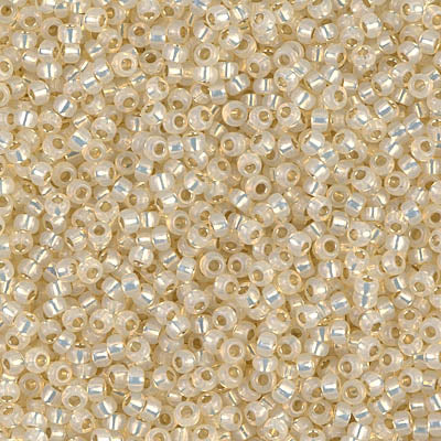 Miyuki 11 Round Seed Bead, 11-577, Dyed Butter Cream Silver Lined Alabaster, 13 grams