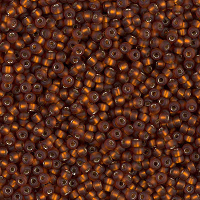 Miyuki 11 Round Seed Bead, 11-5F, Matte Silver Lined Dark Topaz, 13 grams