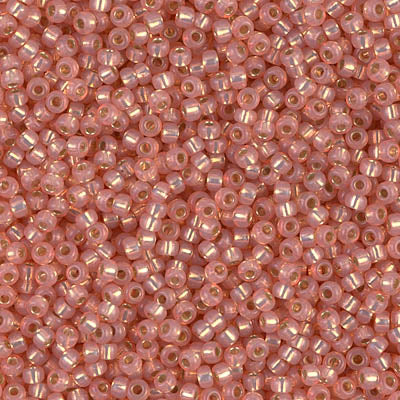 Miyuki 11 Round Seed Bead, 11-642, Dyed Salmon Silver Lined Alabaster, 13 grams