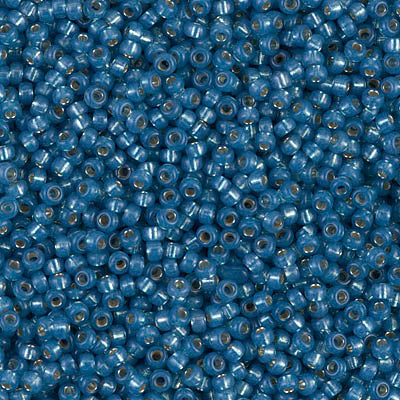 Miyuki 11 Round Seed Bead, 11-648, Dyed Denim Blue Silver Lined Alabaster, 13 grams