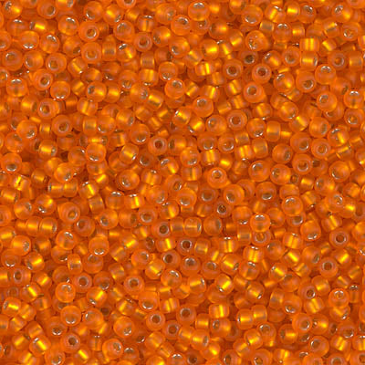 Miyuki 11 Round Seed Bead, 11-8F, Matte Silver Lined Orange, 13 grams