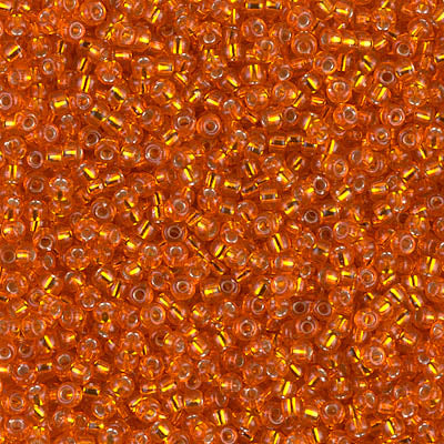 Miyuki 11 Round Seed Bead, 11-8, Silver Lined Orange, 13 grams