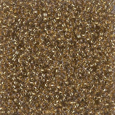 Miyuki 11 Round Seed Bead, 11-955, 24kt Gold Lined Pale Gray, 13 grams