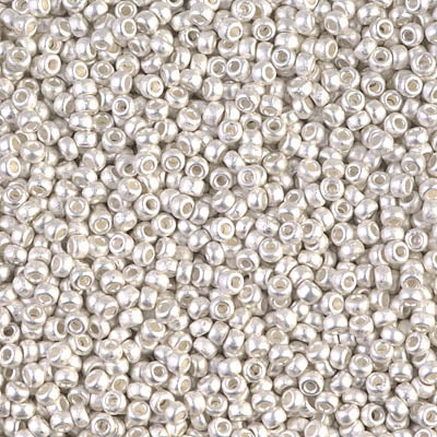 Miyuki 11 Round Seed Bead, 11-961F, Matte Bright Sterling Plated, 13 grams