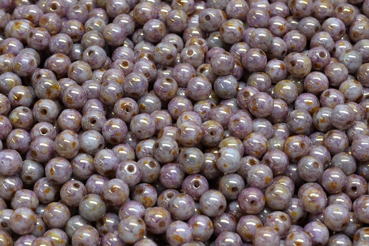Druk Czech Glass Beads, Purple Opal, 4mm