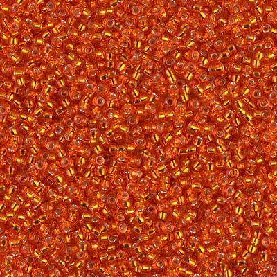 Miyuki 15/0 Round Seed Bead, 15-9, Silver Lined Tangerine