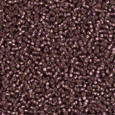 Miyuki 15/0 Round Seed Bead, 15-13F, Matte Silver Lined Dark Smoky Amethyst