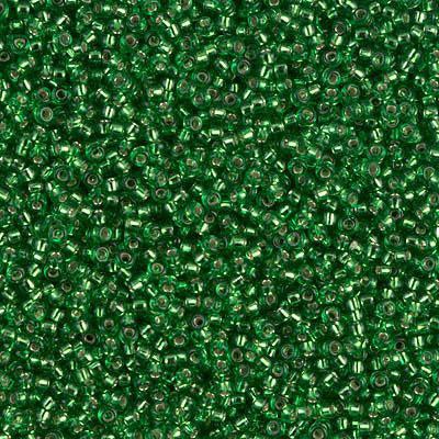 Miyuki 15/0 Round Seed Bead, 15-16, Silver Lined Green