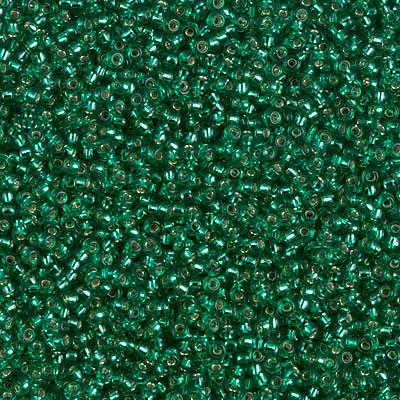 Miyuki 15/0 Round Seed Bead, 15-17, Silver Lined Emerald