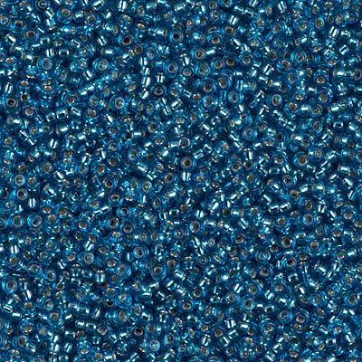 Miyuki 15/0 Round Seed Bead, 15-25, Silver Lined Capri Blue