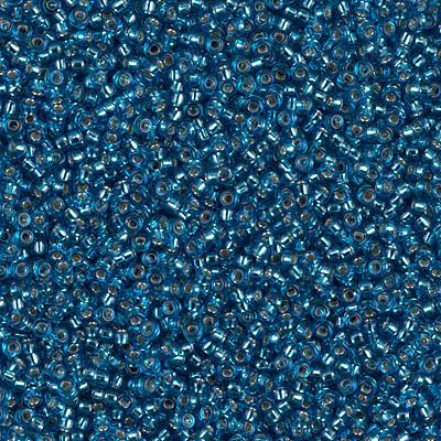 Miyuki 15/0 Round Seed Bead, 15-25, Silver Lined Capri Blue