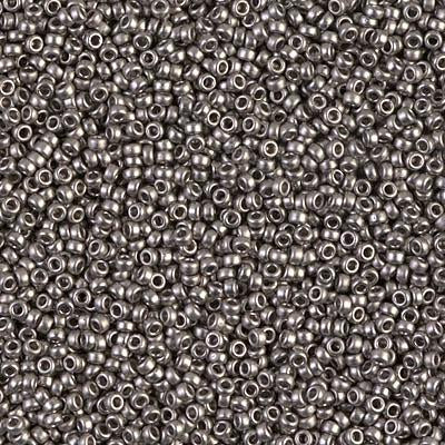 Miyuki 15/0 Round Seed Bead, 15-190F, Matte Nickel Plated