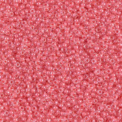 Miyuki 15/0 Round Seed Bead, 15-204, Coral Lined Crystal