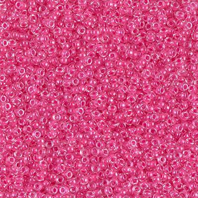 Miyuki 15/0 Round Seed Bead, 15-208, Carnation Pink Lined Crystal