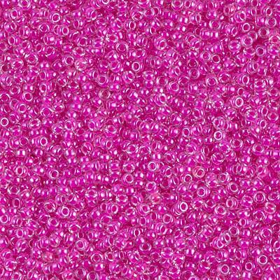 Miyuki 15/0 Round Seed Bead, 15-209, Fuchsia Lined Crystal