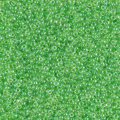 Miyuki 15/0 Round Seed Bead, 15-228, Light Green Lined Crystal