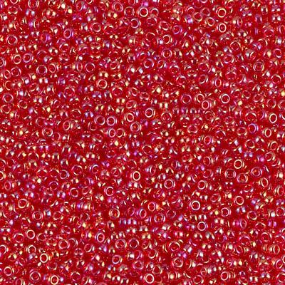 Miyuki 15/0 Round Seed Bead, 15-254, Transparent Red AB