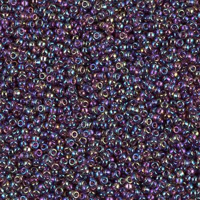 Miyuki 15/0 Round Seed Bead, 15-294, Transparent Dark Smoky Amethyst AB