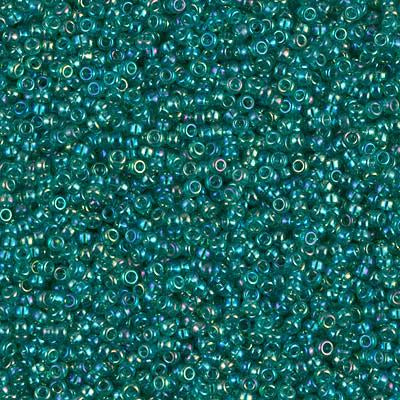 Miyuki 15/0 Round Seed Bead, 15-295, Transparent Emerald AB