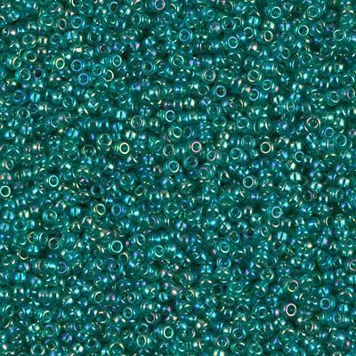 Miyuki 15/0 Round Seed Bead, 15-295, Transparent Emerald AB