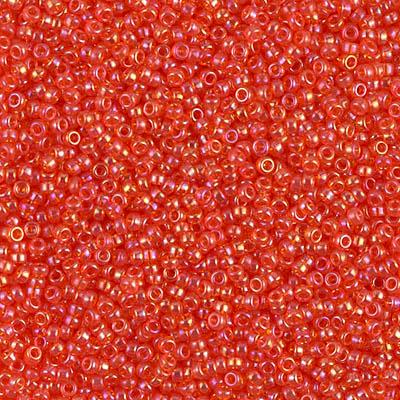 Miyuki 15/0 Round Seed Bead, 15-297, Transparent Tangerine AB