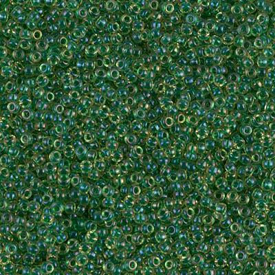 Miyuki 15/0 Round Seed Bead, 15-331, Emerald Lined Light Topaz AB