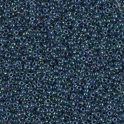 Miyuki 15/0 Round Seed Bead, 15-347, Dark Blue Lined Aqua AB