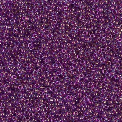 Miyuki 15/0 Round Seed Bead, 15-352, Fuchsia Lined Aqua Luster