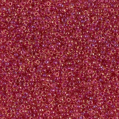 Miyuki 15/0 Round Seed Bead, 15-363, Light Cranberry Lined Topaz Luster