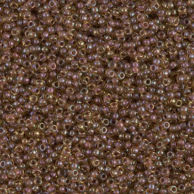 Miyuki 15/0 Round Seed Bead, 15-379, Mauve Lined Light Topaz Luster